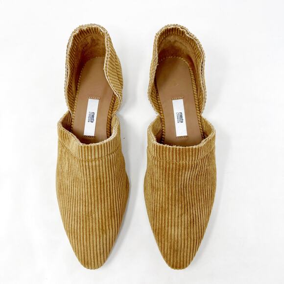[Miista London] Tan Corduroy Pointed Toe D'Orsay Flats NWOT Size 39 US 8.5 - Picture 7 of 13